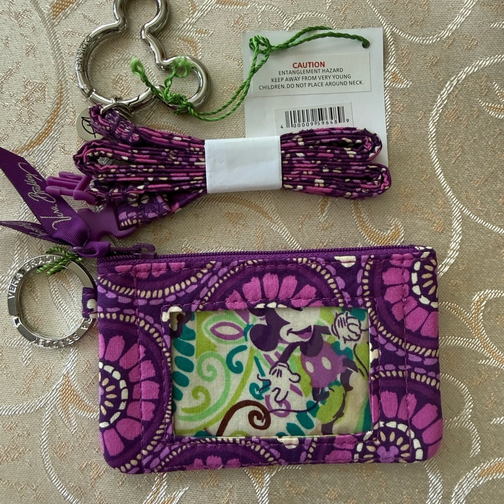 Disney Purple and Pink Patterned lanyard and ID case - Picture 2 of 2